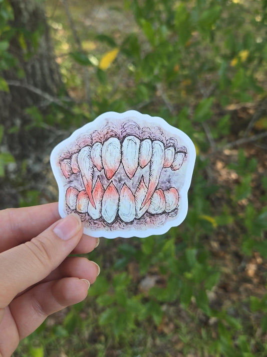 Vampire teeth 3'' Weatherproof Vinyl Sticker