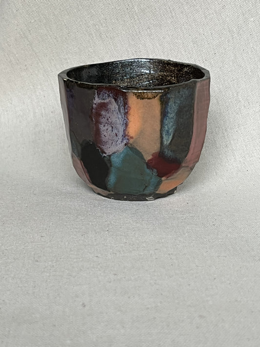 Small Carved Rainbow Facetted Cup