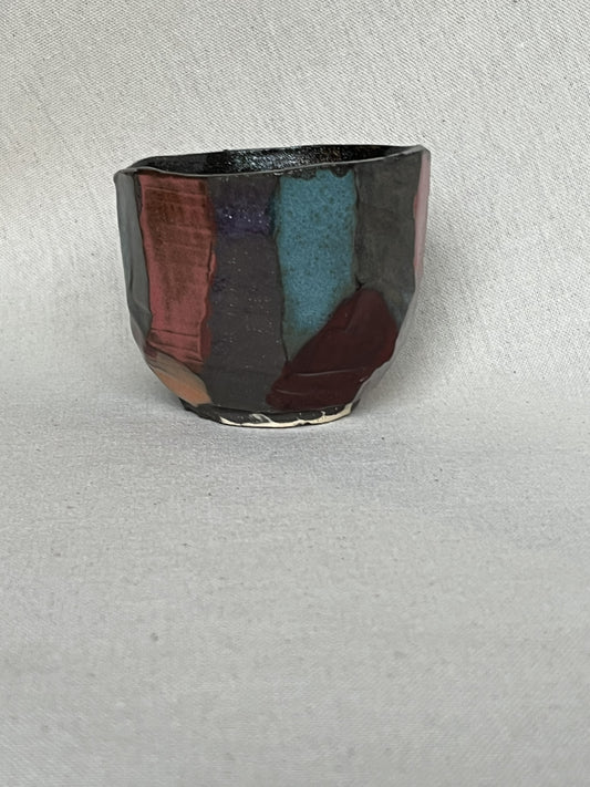 Small Carved Rainbow Facetted Cup